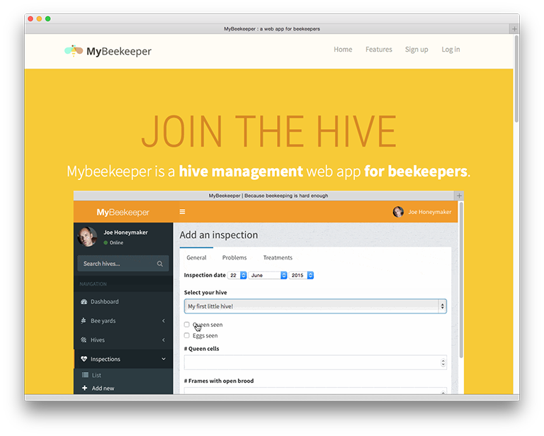 MyBeekeeper app for beekeepers